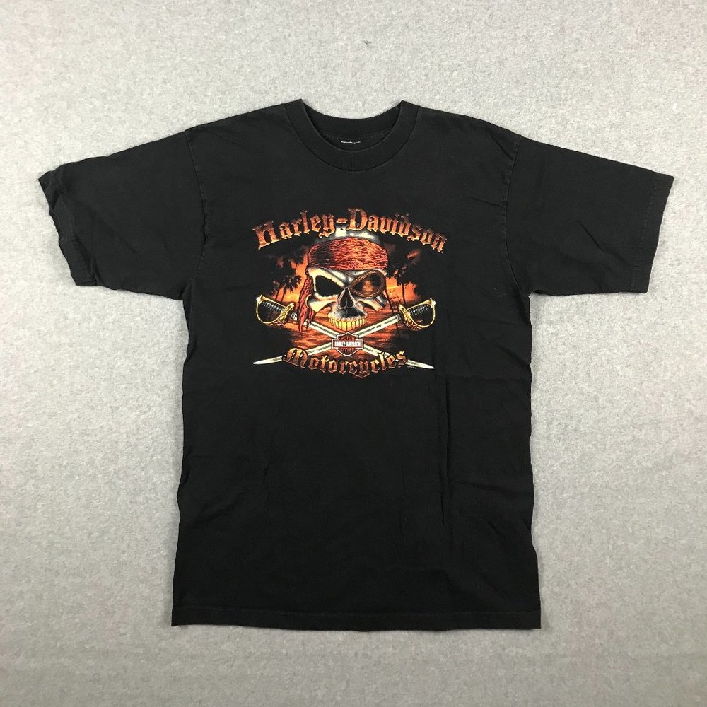 Harley Davidson T Shirt Mens M L Black Pirate Skull California Motorcycle